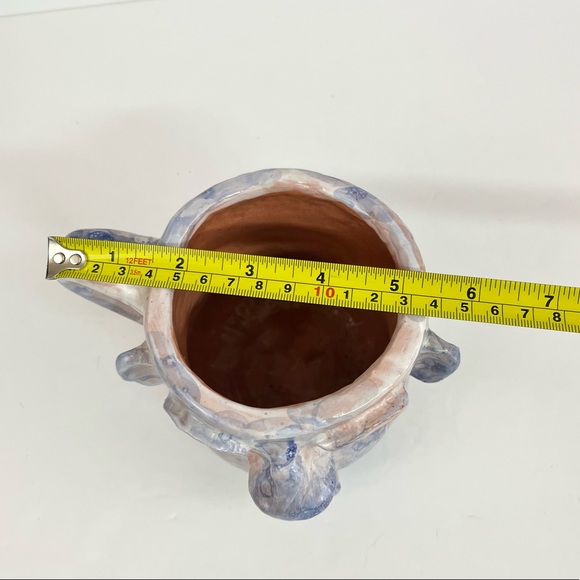 Studio Art Pottery Face Mug Fish Lips Artist Signed Purple White Cream Decor - Picture 11 of 13